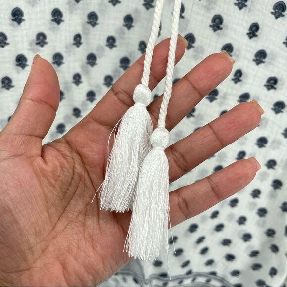 Dylan Women’s Boho Printed Poet Swing Cotton Tassel Tie Blouse Top Small - Picture 4 of 16